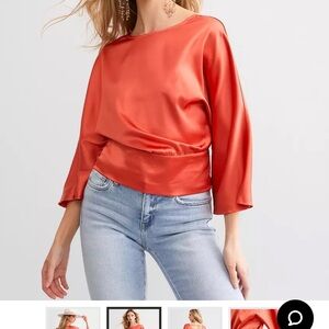 Buckle Women's Satin Top - Coral